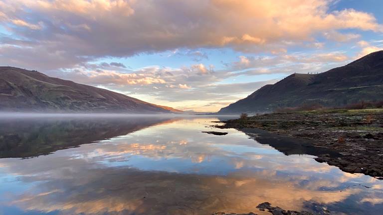 river reflecting sky